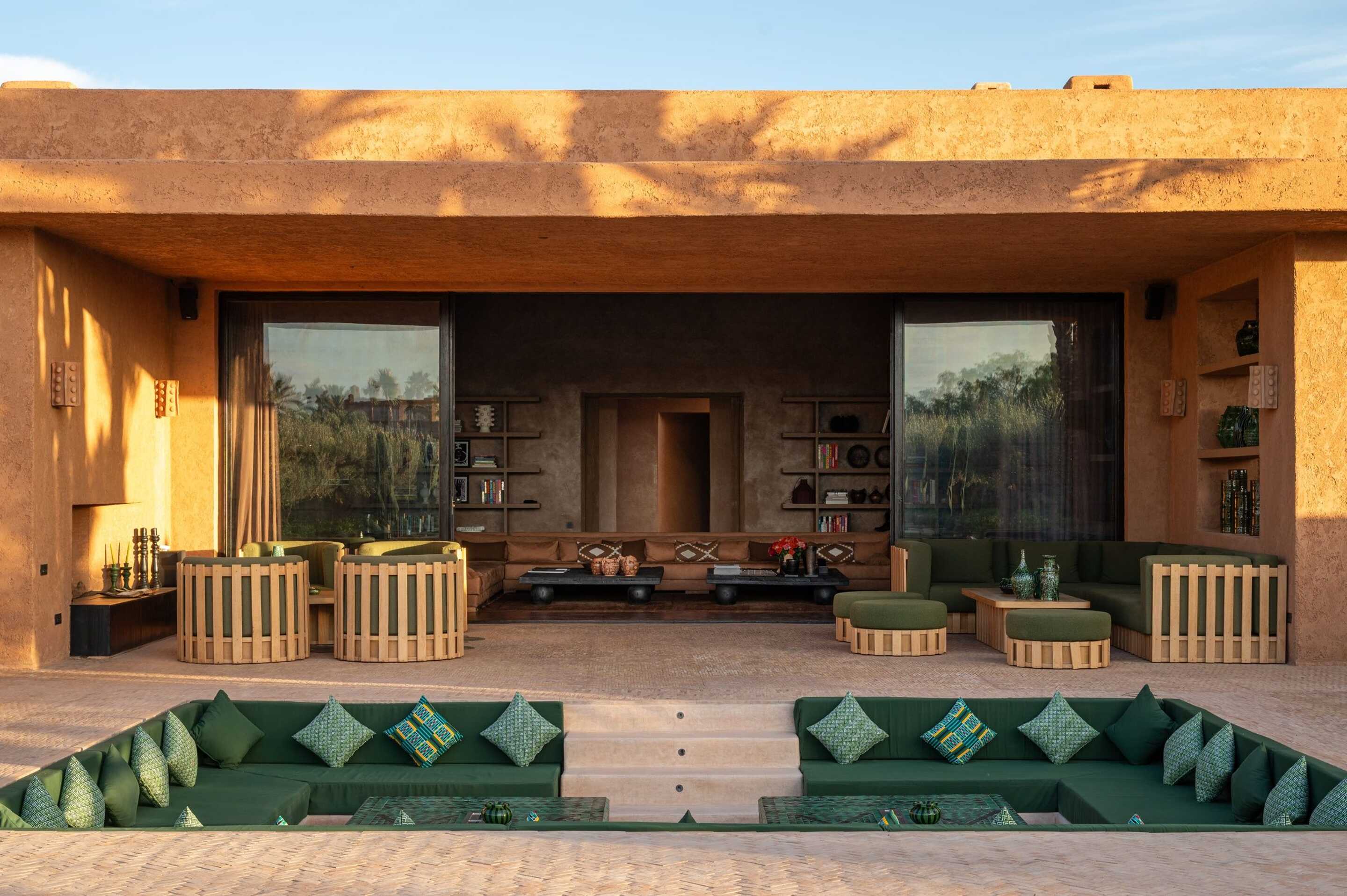 outdoor lounge in a Moroccan villa