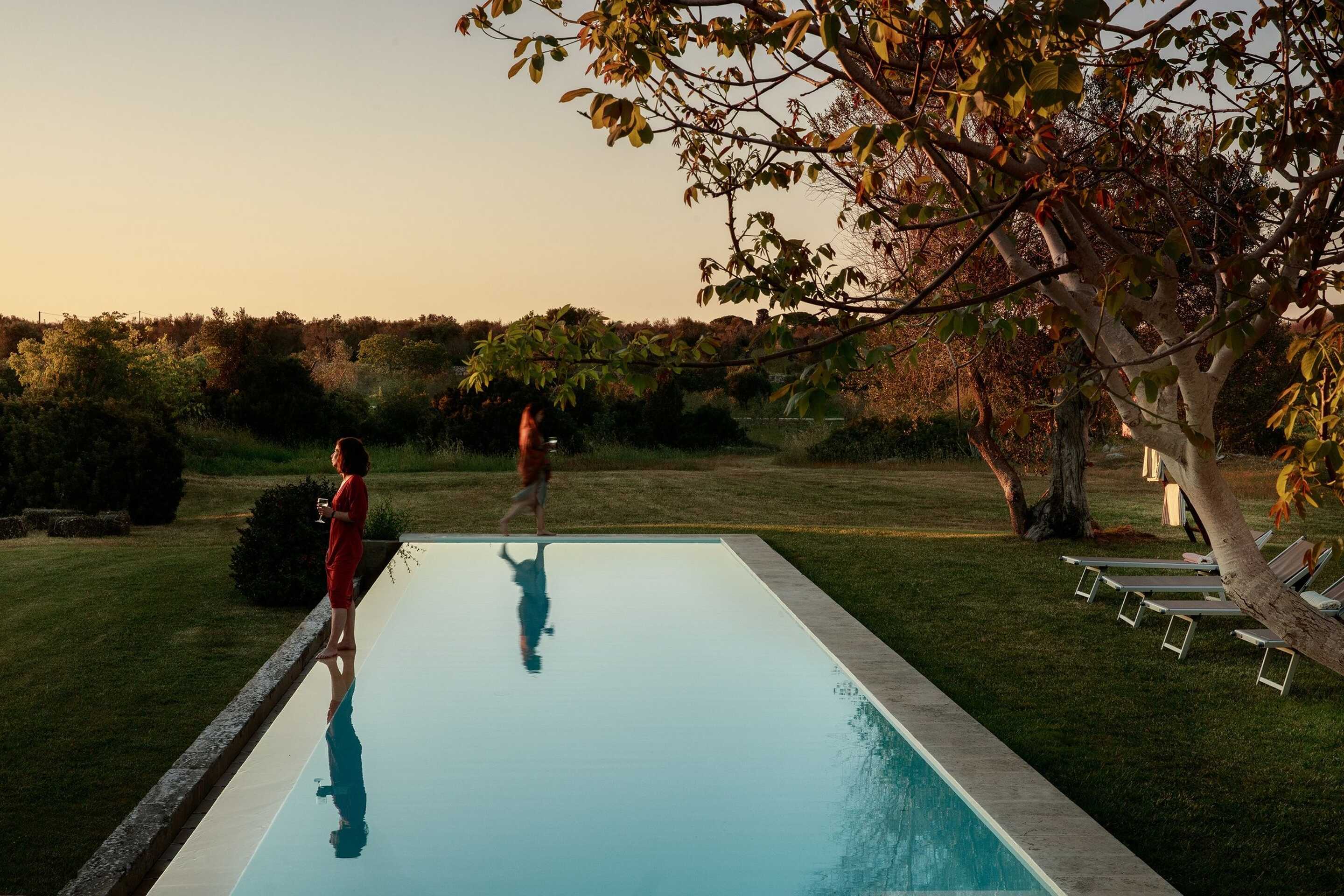 Swimming-pool-on-a-summer-evening-in-a-luxury-villa-with-a-private-pool