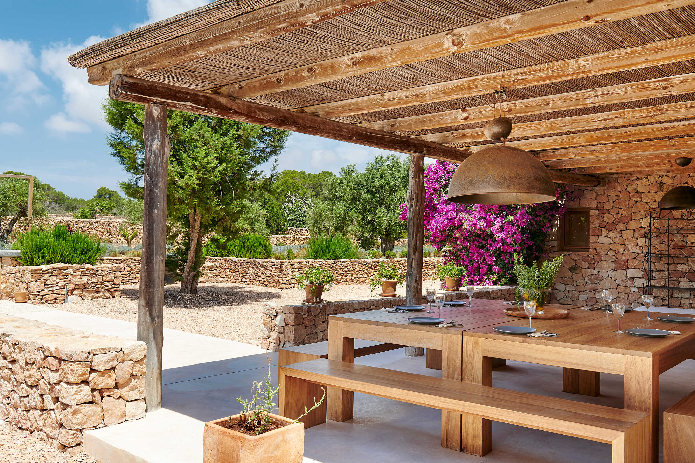 A terrasse in the garden of a spanish villa